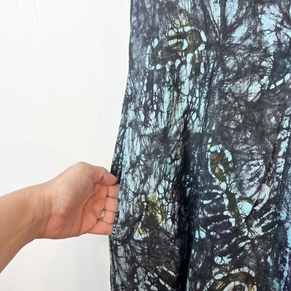 Spirit Of Courage Nnamdi Ibenagu Dress African Batik Tie Dye Sz S Black Teal - Picture 3 of 10